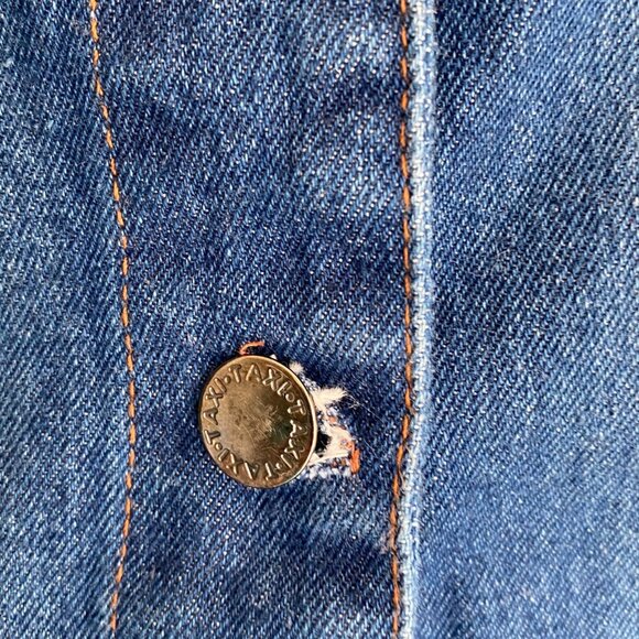 Taxi Womens Distressed Denim Jacket With Ripped Details Long Sleeves & Button Fr - Picture 11 of 15